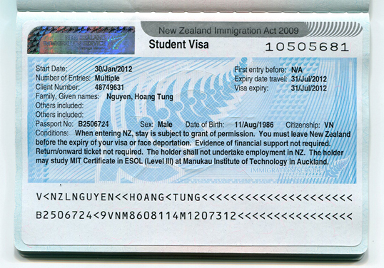 Thành công visa New Zealand -  Nguyễn Hoàng Tùng