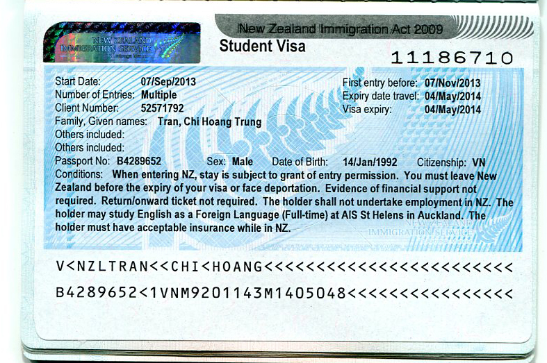 Chúc mừng thành công Visa New Zealand - Trấn Trí Hoàng Trung