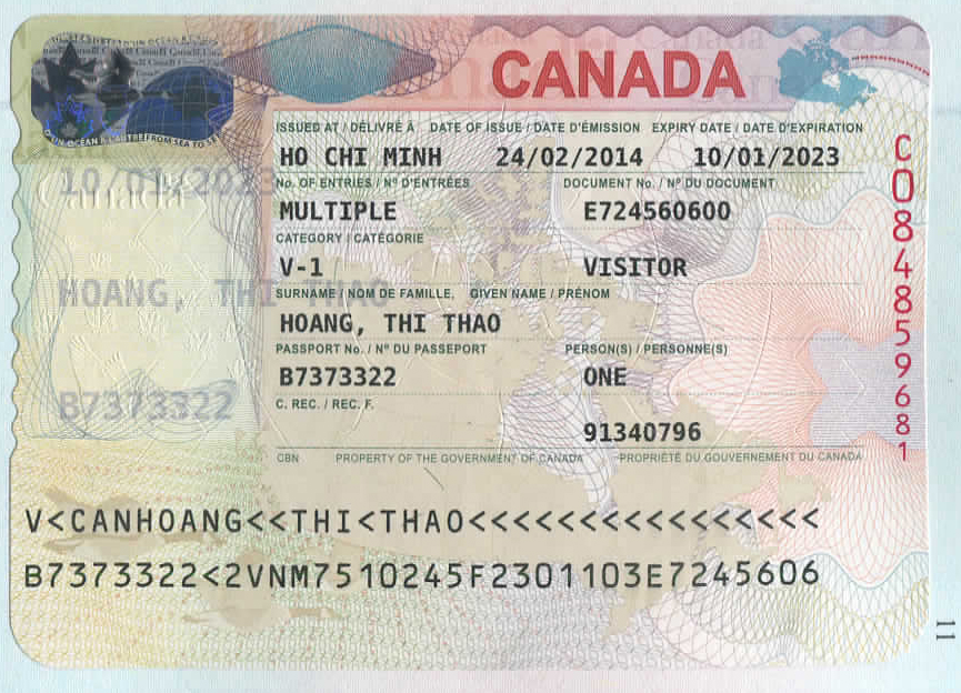 Visa du lịch 10 năm Hoàng Thị Thảo