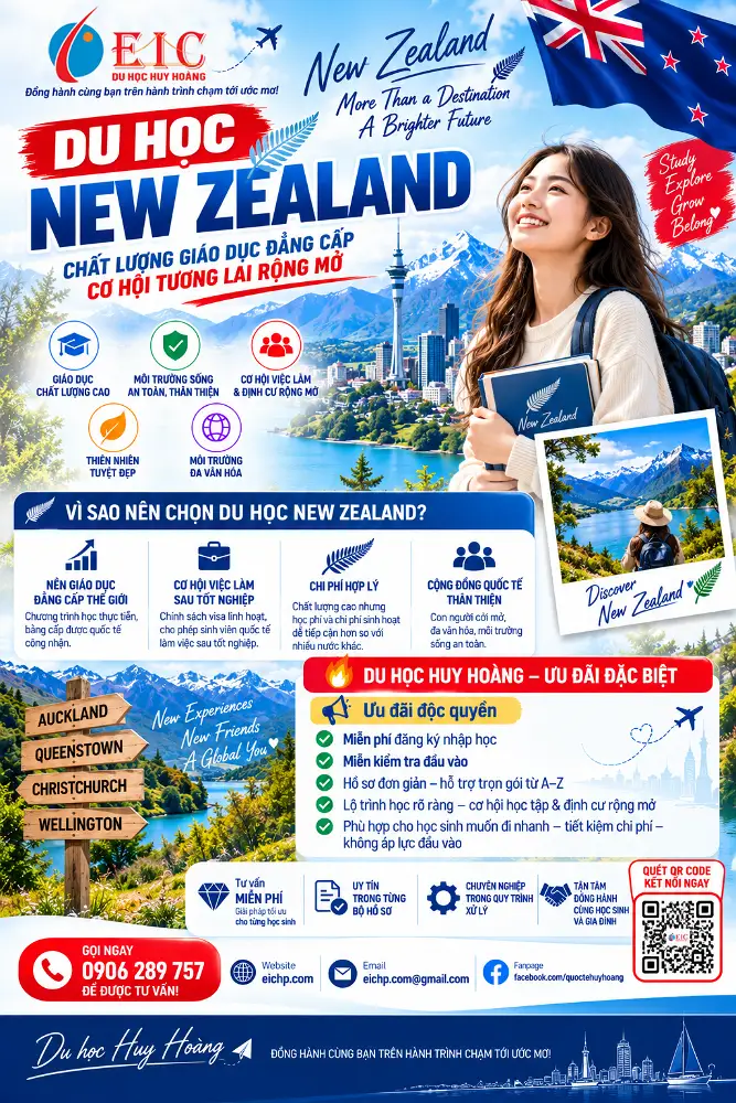 NEW ZEALAND ĐIỂM ĐẾN DU HỌC ĐANG TĂNG TRƯỞNG MẠNH